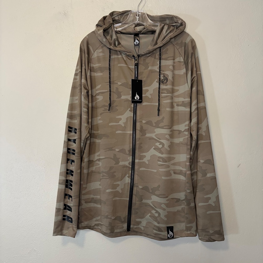 Ryderwear Combat Zip Up Jacket Khaki Camo XL Mens Lightweight Gym Hoodie COMZUJ